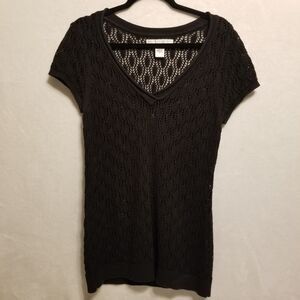 Geoffrey Beene Sport L Crochet Top Y2K Boho Festival Open Knit Gothic Whimsigoth